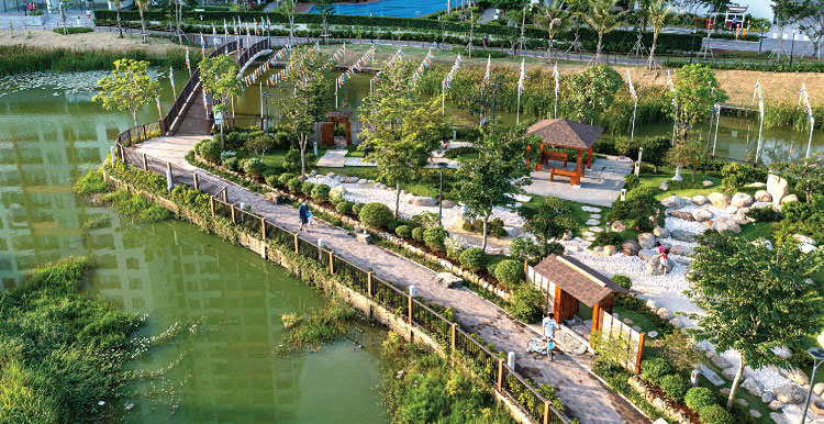 Chủ sở hữu biệt thự The Mizuki sẽ được sử dụng vườn Nhật cùng nhiều tiện ích đã hoàn thiện của khu đô thị Mizuki Park