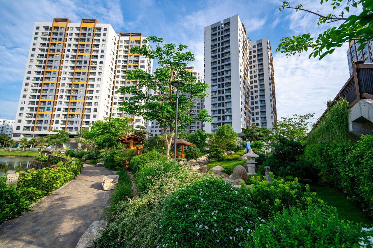 Mảng xanh yên bình tại khu đô thị tích hợp Mizuki Park